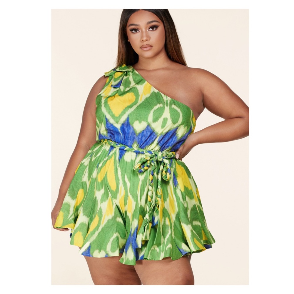 Asymmetrical Lemon Lime Romper